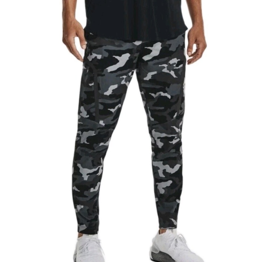 Under Armour Mens 3XL UA Elite Cargo Camo Printed Pants Gray/Black Athletic XXXL